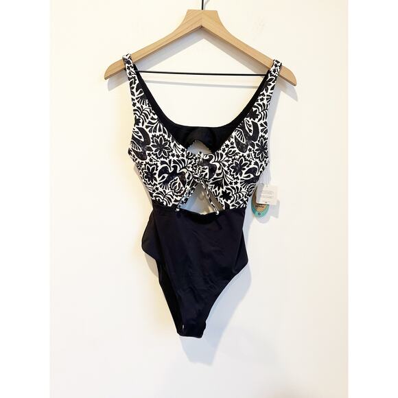 NWT prAna Women's Ruby Beach One Piece Swimsuit Small Black White - Picture 4 of 7
